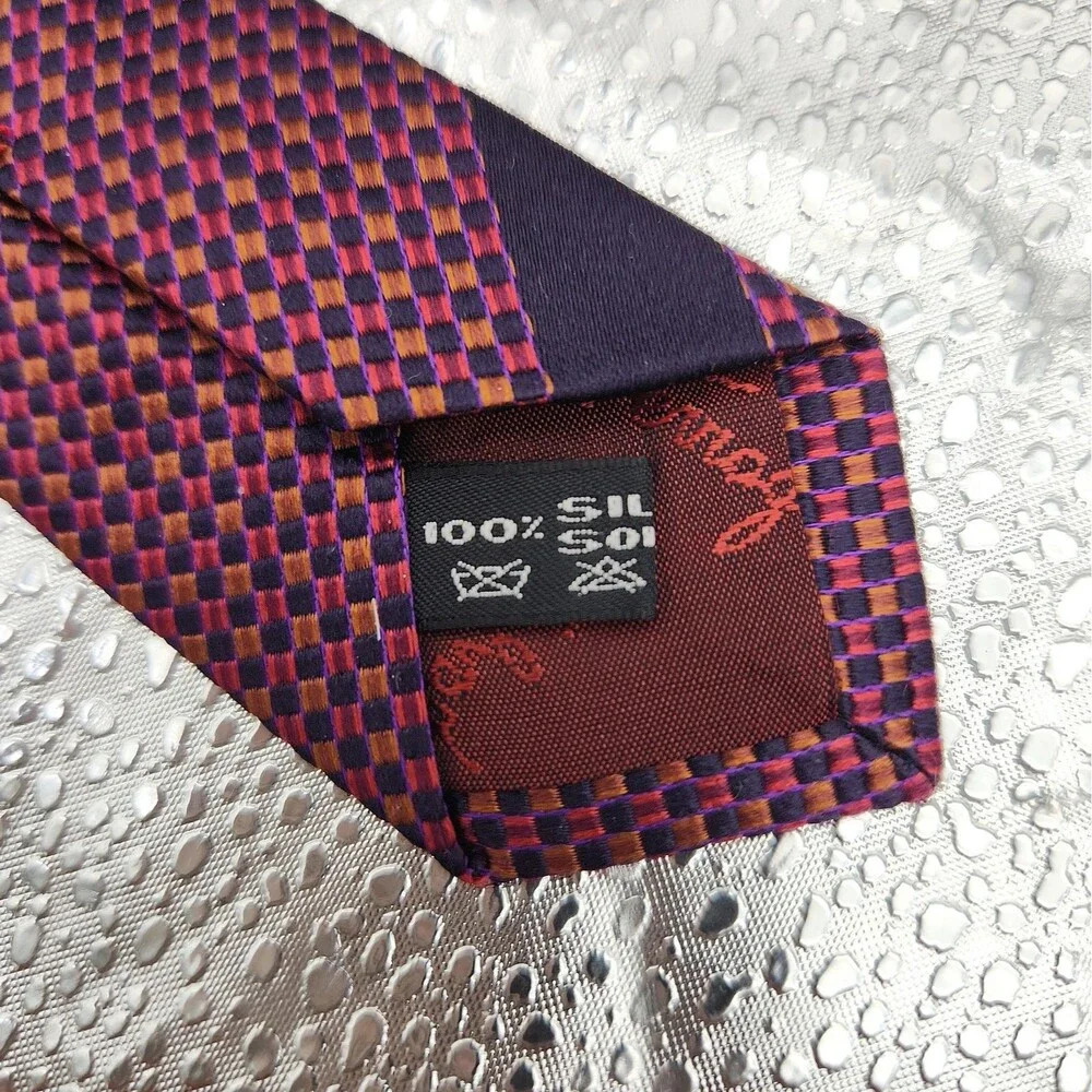 Tie Salvatore Ferragamo Burgundy Basket Weave 100% Silk Necktie Italy Vintage
